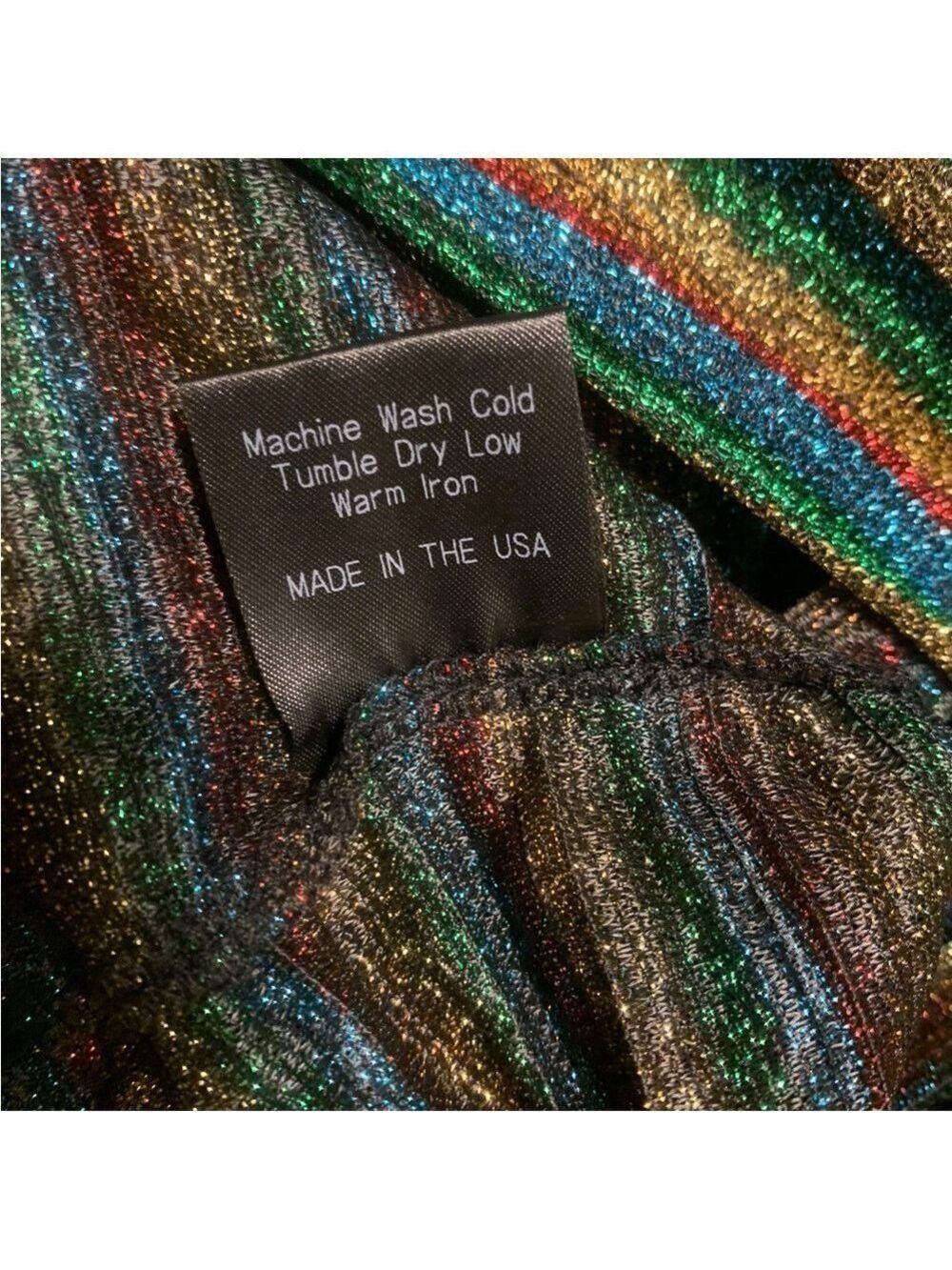 Bruce Glen rainbow disco sparkle long sleeved sheer shirt size S festival rave - Picture 6 of 6